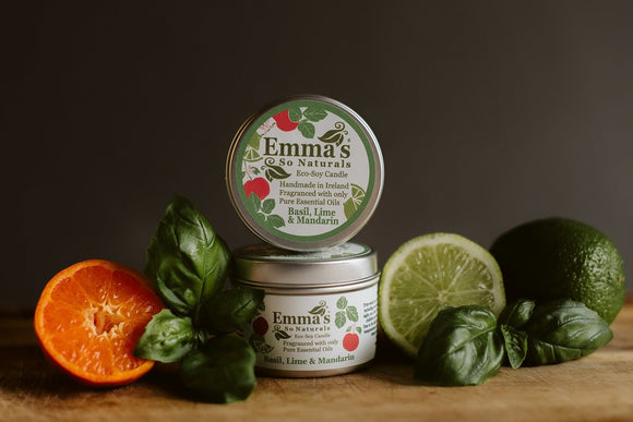 Emma's So Naturals Basil, Lime & Mandarin Handmade Tin Candle