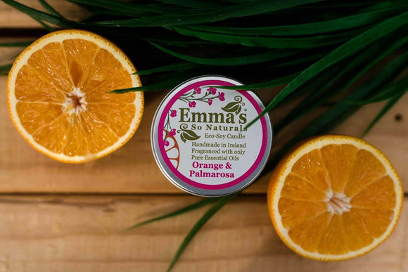 Emma's So Naturals Orange & Palmarosa Handmade Tin Candle